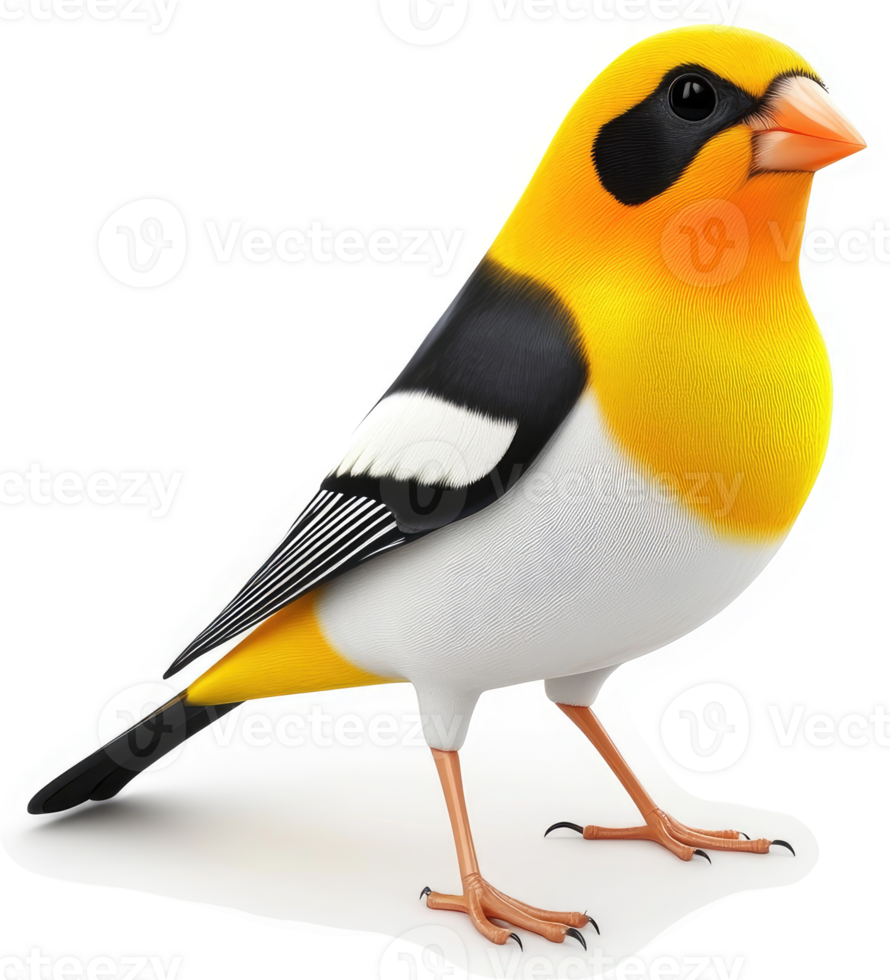 Rendered illustration of a vibrant yellow finch. png