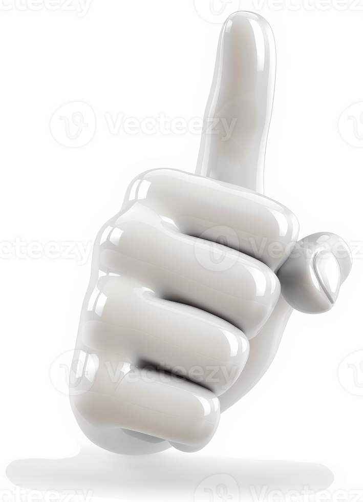 A white hand gestures a single finger pointing upward. png