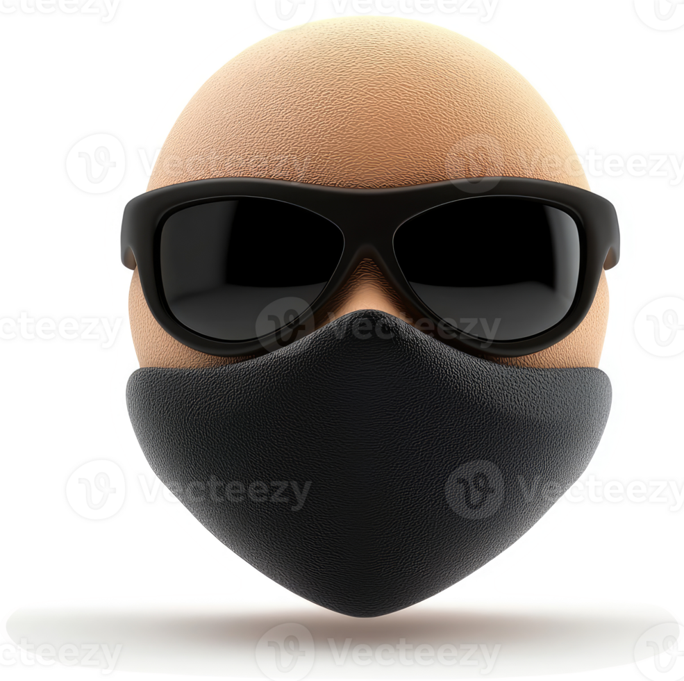 Stylish egg head wearing sunglasses and mask. png