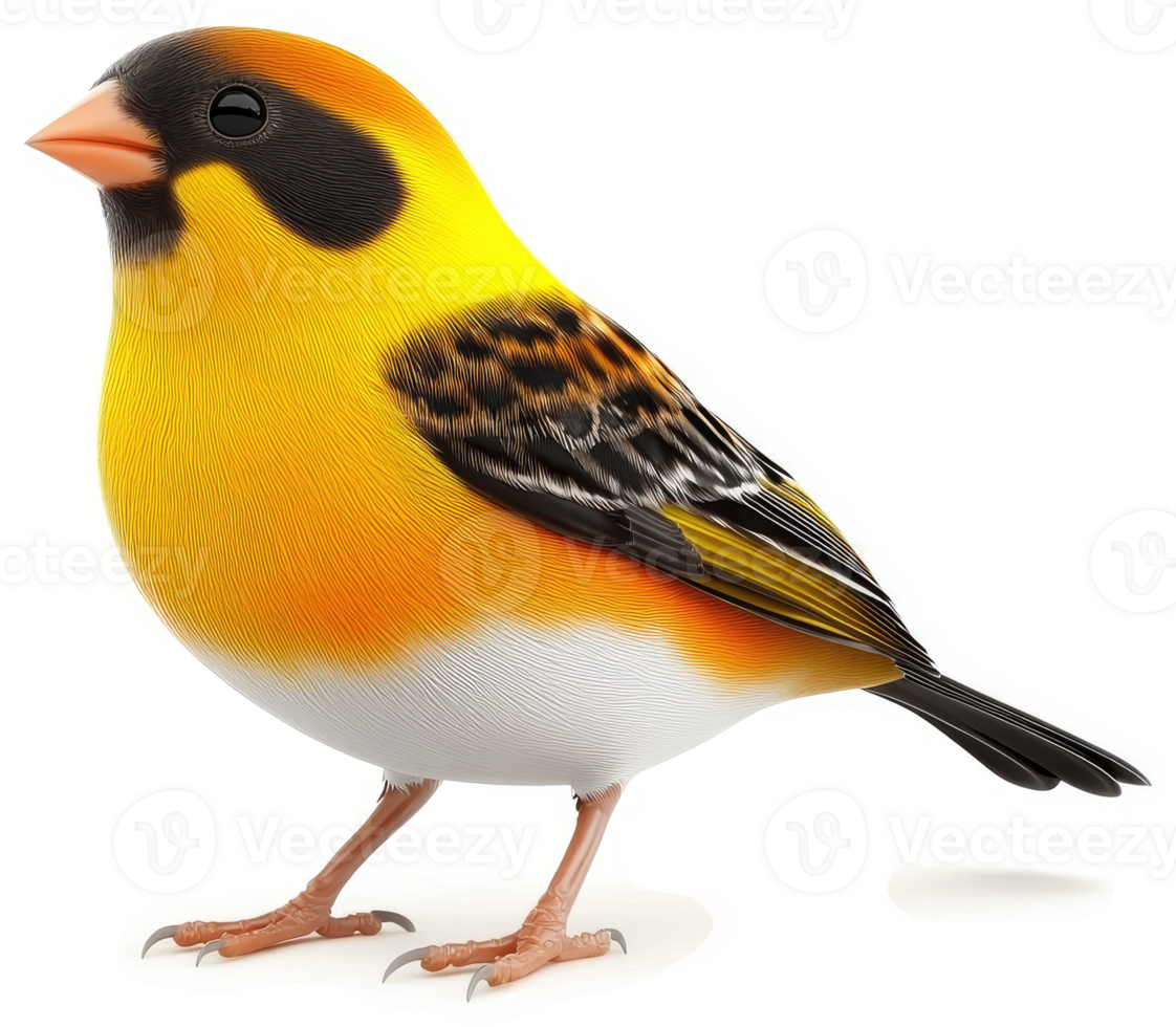 Vibrant yellow-orange finch, a captivating portrait. png