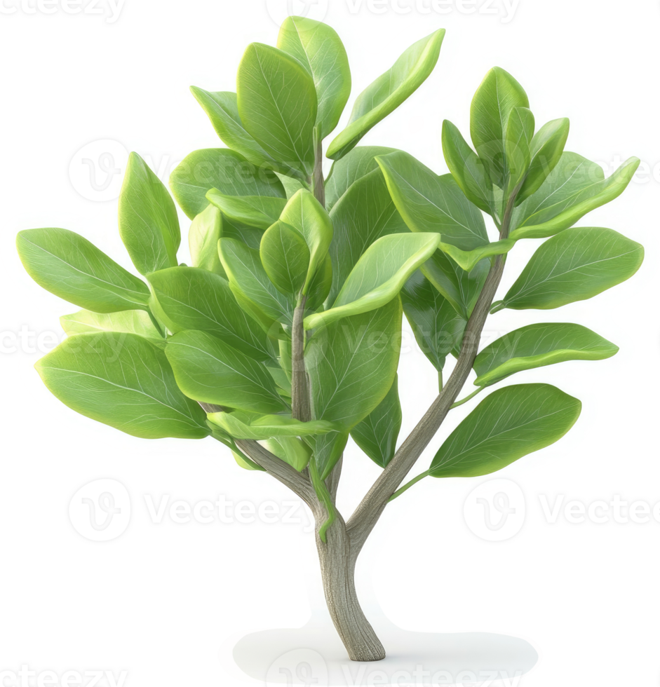 Lush, vibrant green foliage of a small shrub. png