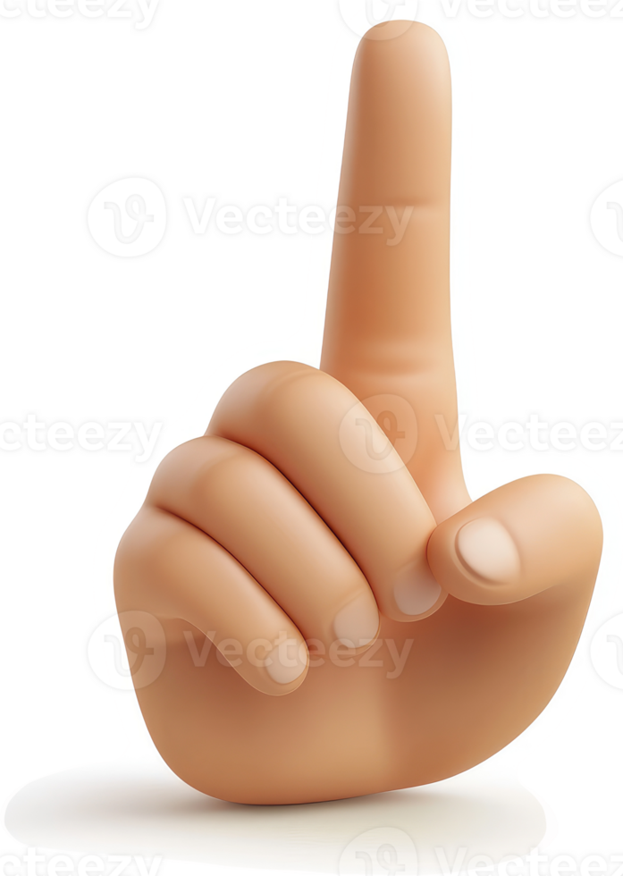 3D illustration of a light beige hand pointing upwards. png
