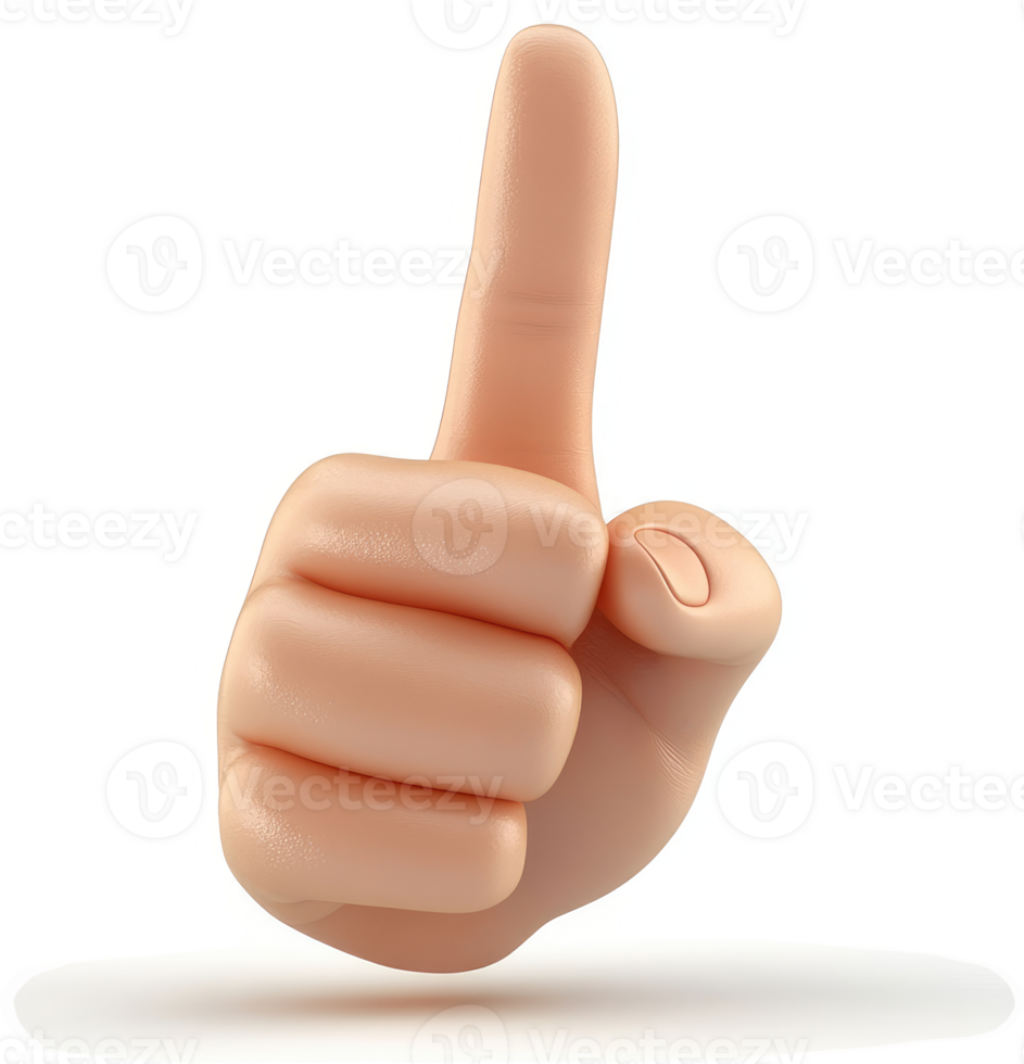 Illustration of a hand with a pointing finger. png