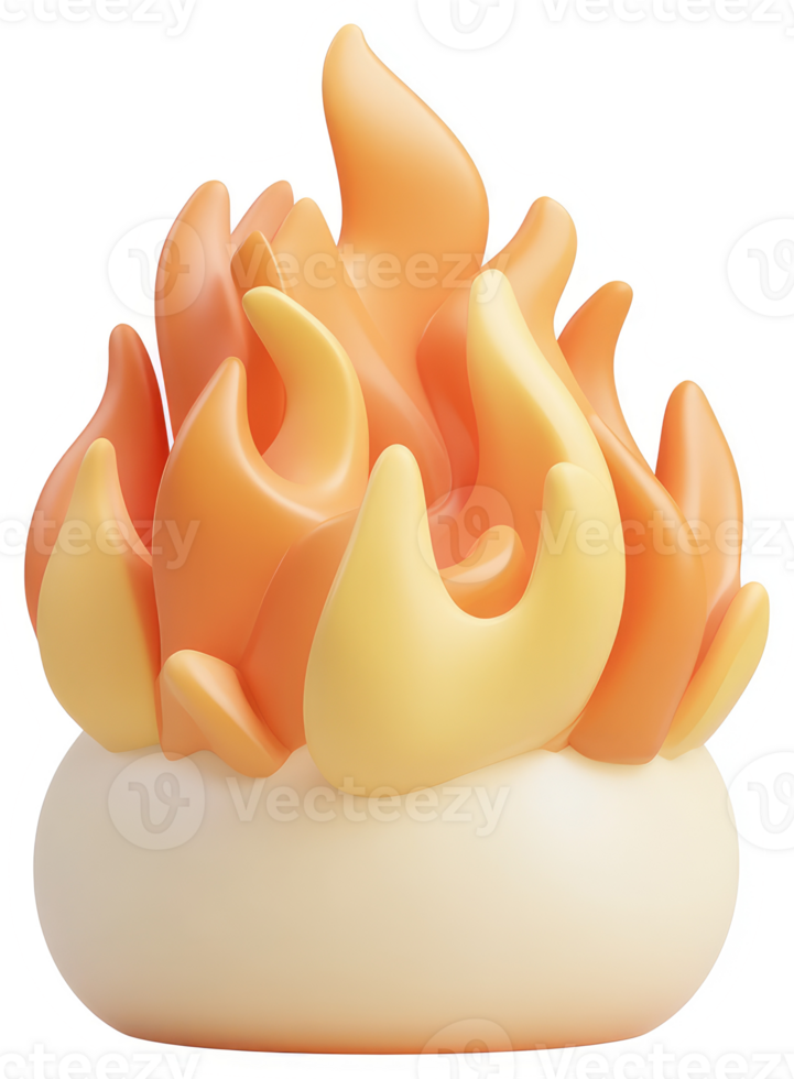 Cartoonish flames rising from a stylized bread bun. png