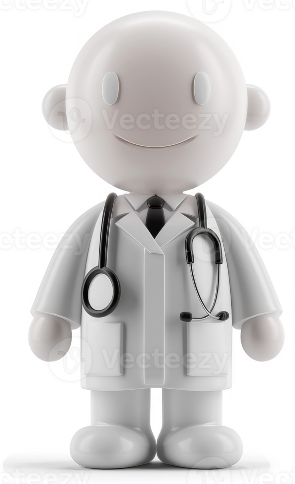 Smiling doctor figurine in a white coat. png