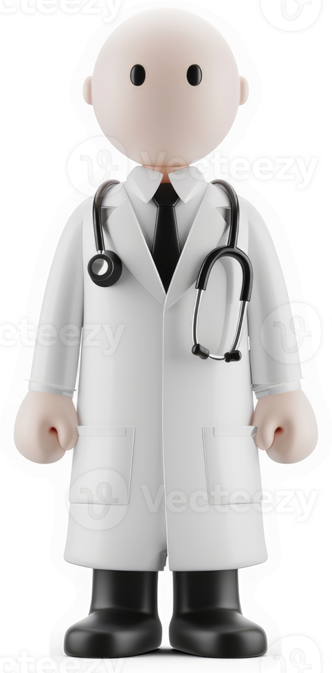 Cartoon doctor figure in white coat. png