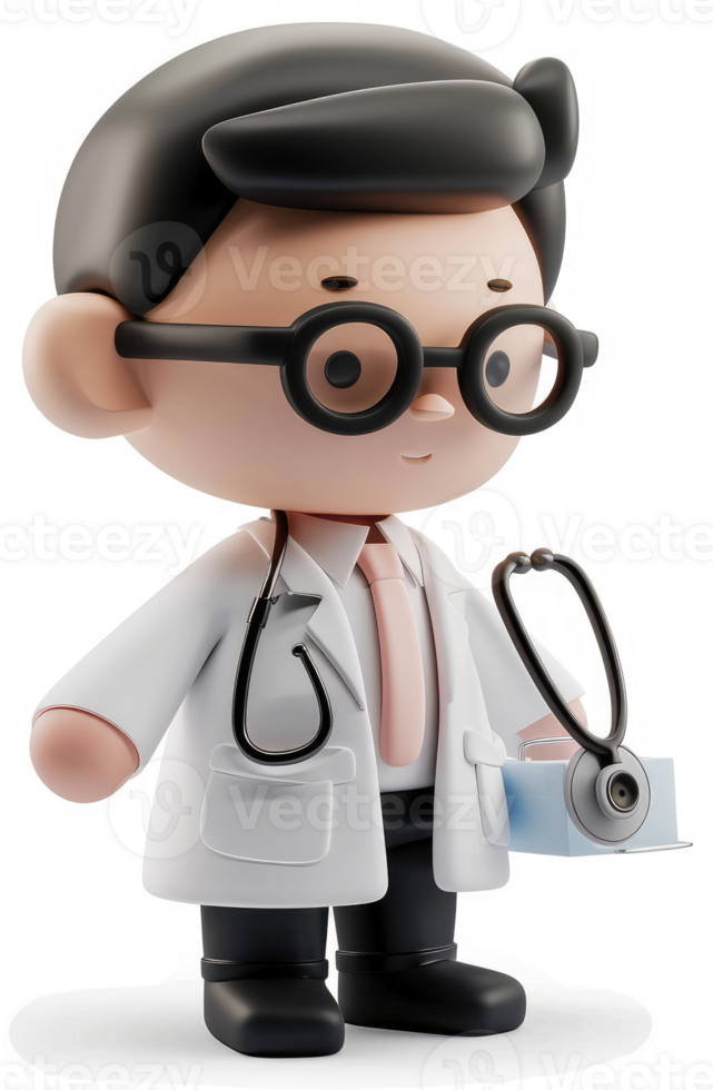 Cartoon doctor character in a white coat. png