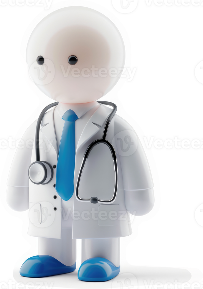 Simplified doctor figure, depicted in white coat and stethoscope. png
