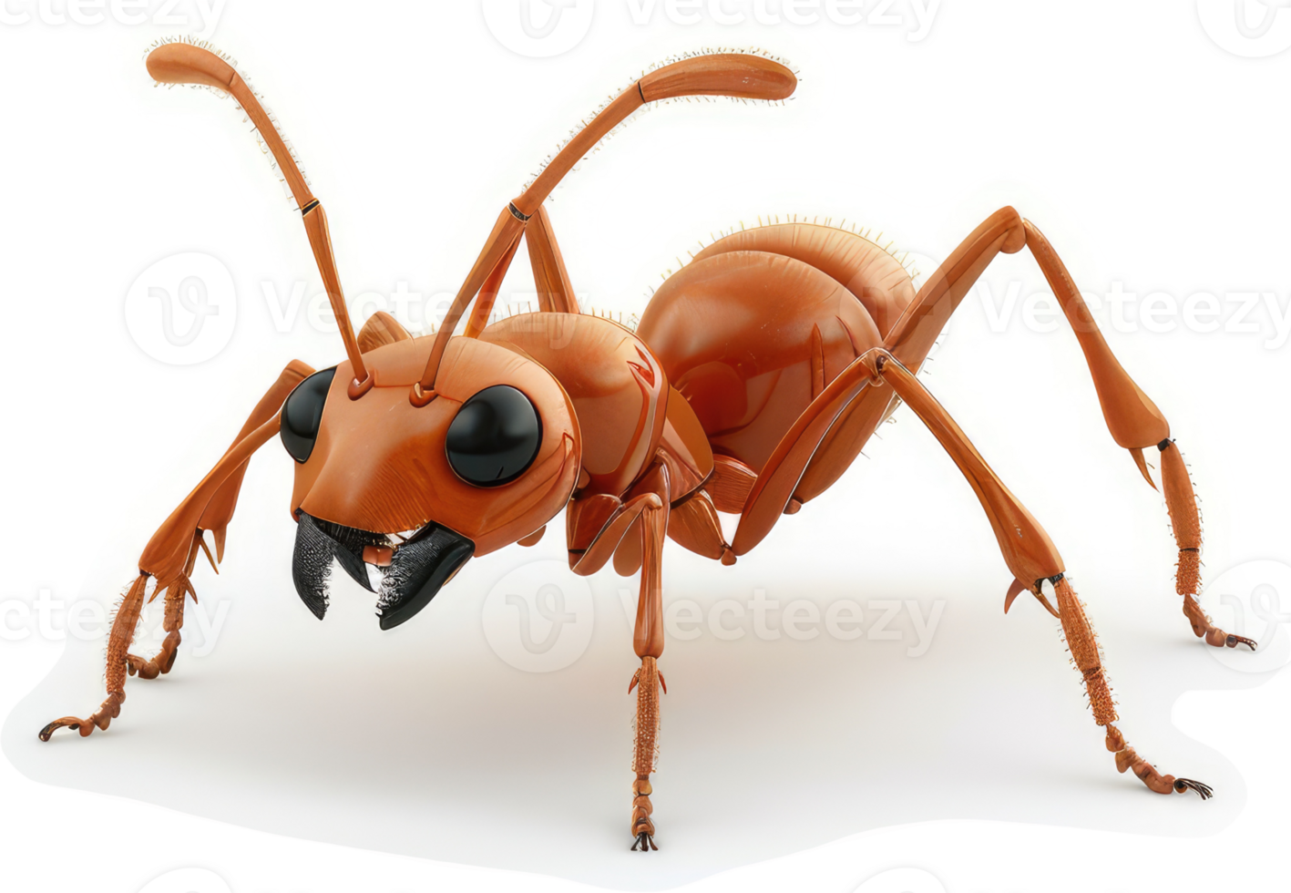 Close-up illustration of a reddish-brown ant. png