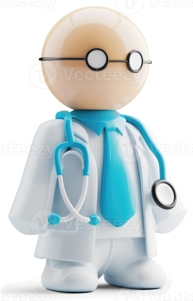 3D stylized illustration of a doctor figure. png