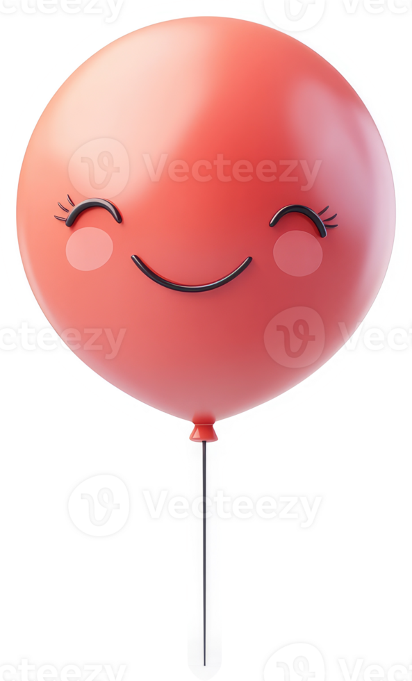 Smiling, rosy red balloon with cheerful expression. png