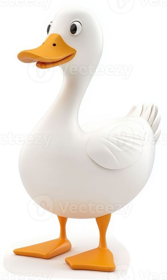 Happy cartoon duck stands proudly in profile view. png