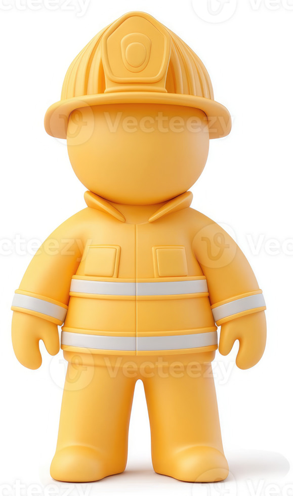 Rendered illustration of a cartoon fire fighter. png