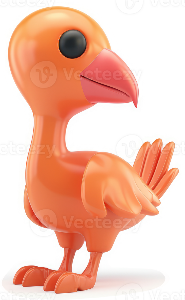 Orange cartoon bird profile view. png