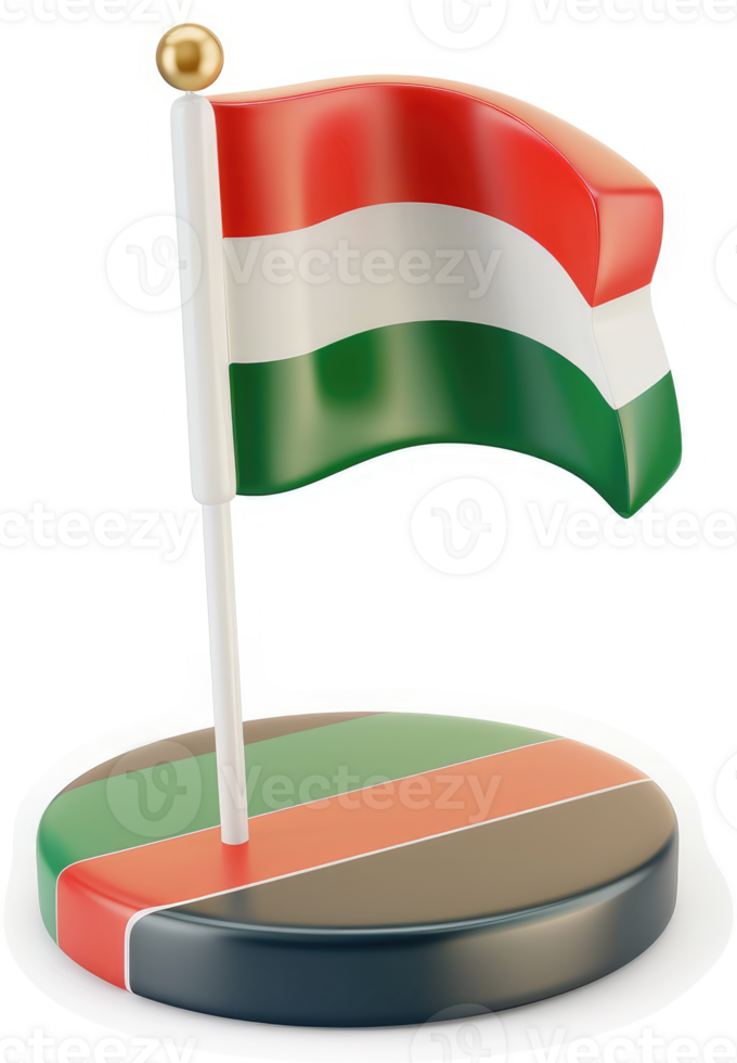 Hungary's national flag on a decorative stand. png