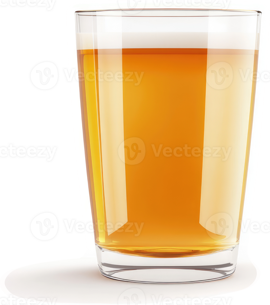 A refreshing glass of light amber beverage. png
