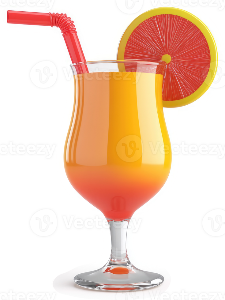 Vibrant orange cocktail garnished with grapefruit slice. png
