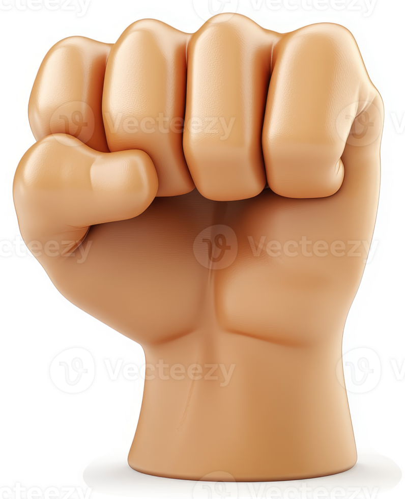 A clenched fist, powerfully displayed against a white background. png