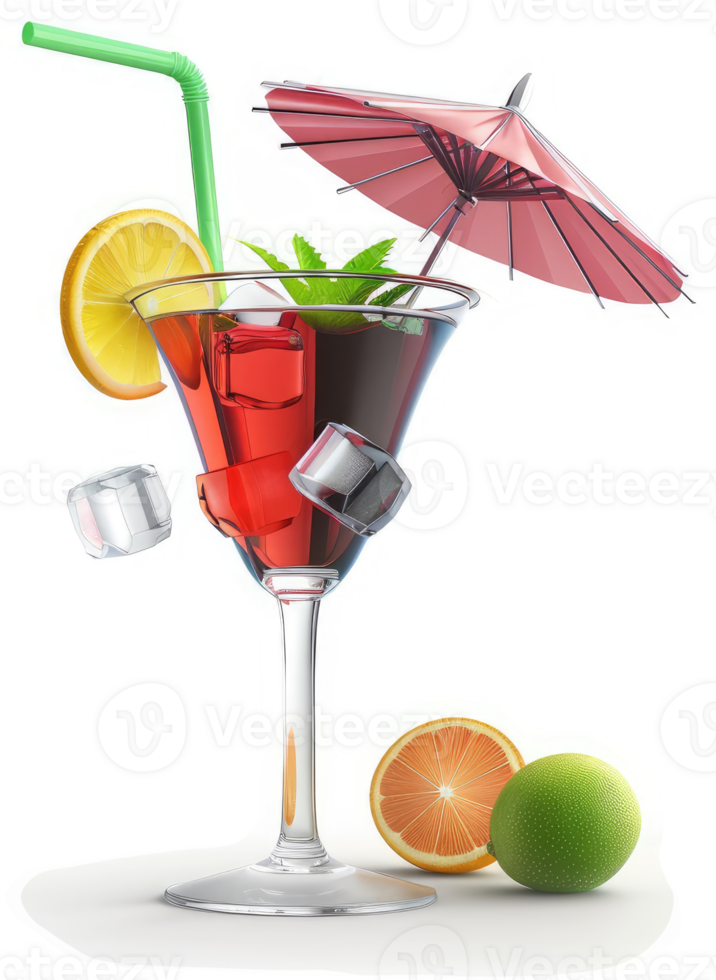 Vibrant summer cocktail with citrus and umbrella. png