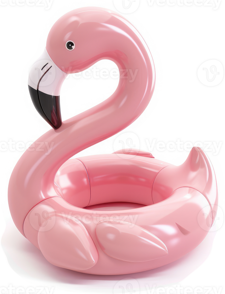 Pink flamingo shaped inflatable pool float. png