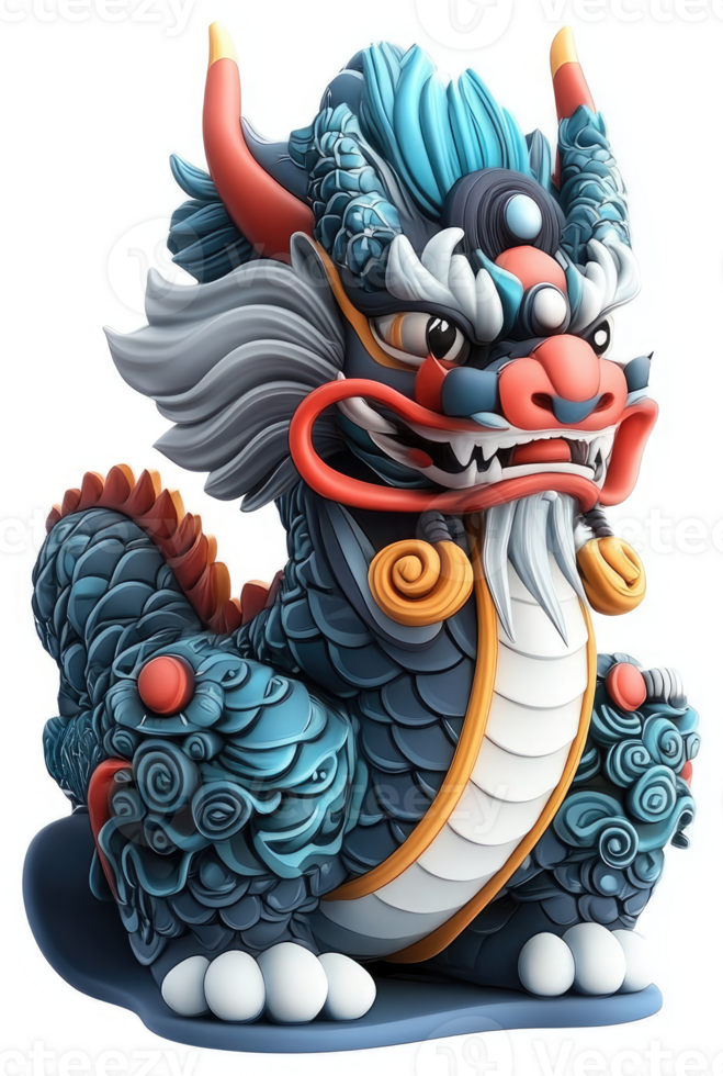 A stylized, cartoonish depiction of a Chinese guardian dragon. png