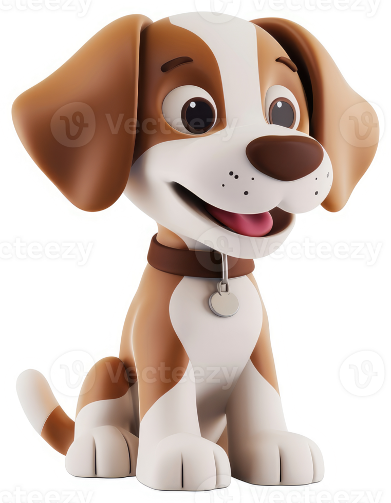 Adorable cartoon puppy sitting with a happy expression. png