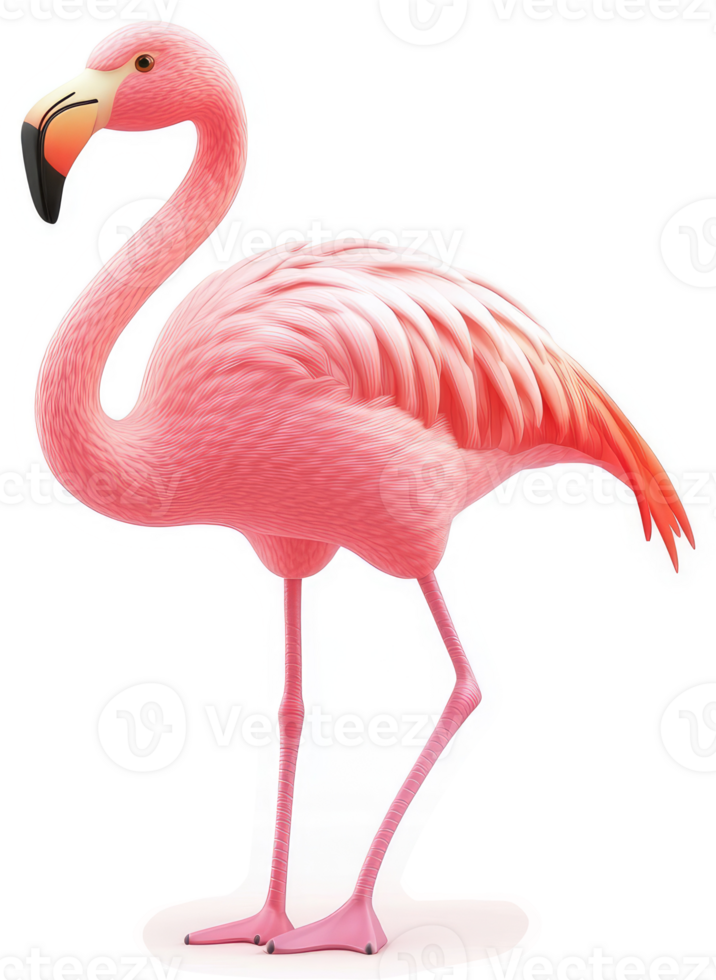 Pink flamingo, elegantly poised against a plain background. png