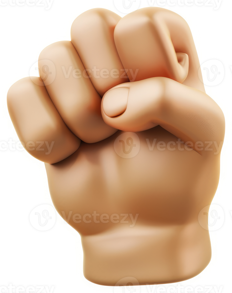 A clenched fist, digitally rendered in light beige tones. png