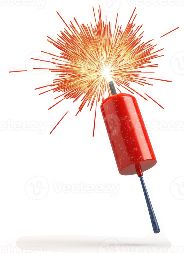 Bright red firecracker erupting in a vibrant display. png