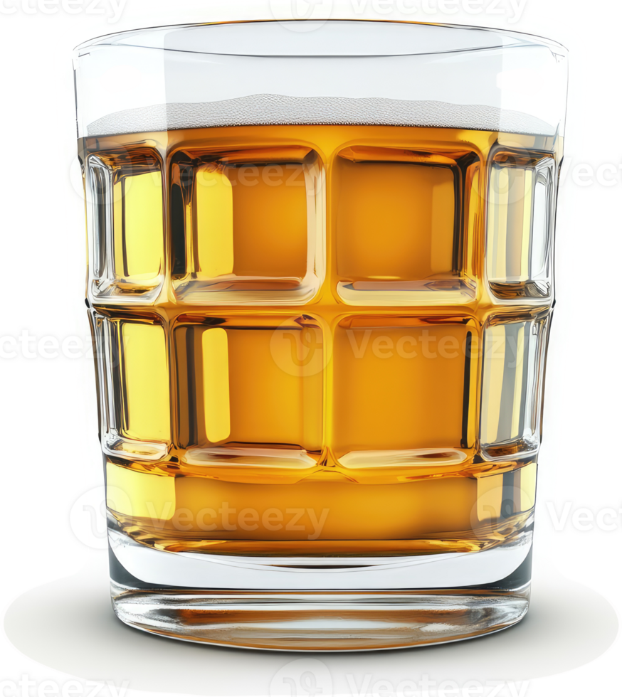 Full shot of a light amber liquid in a patterned glass. png