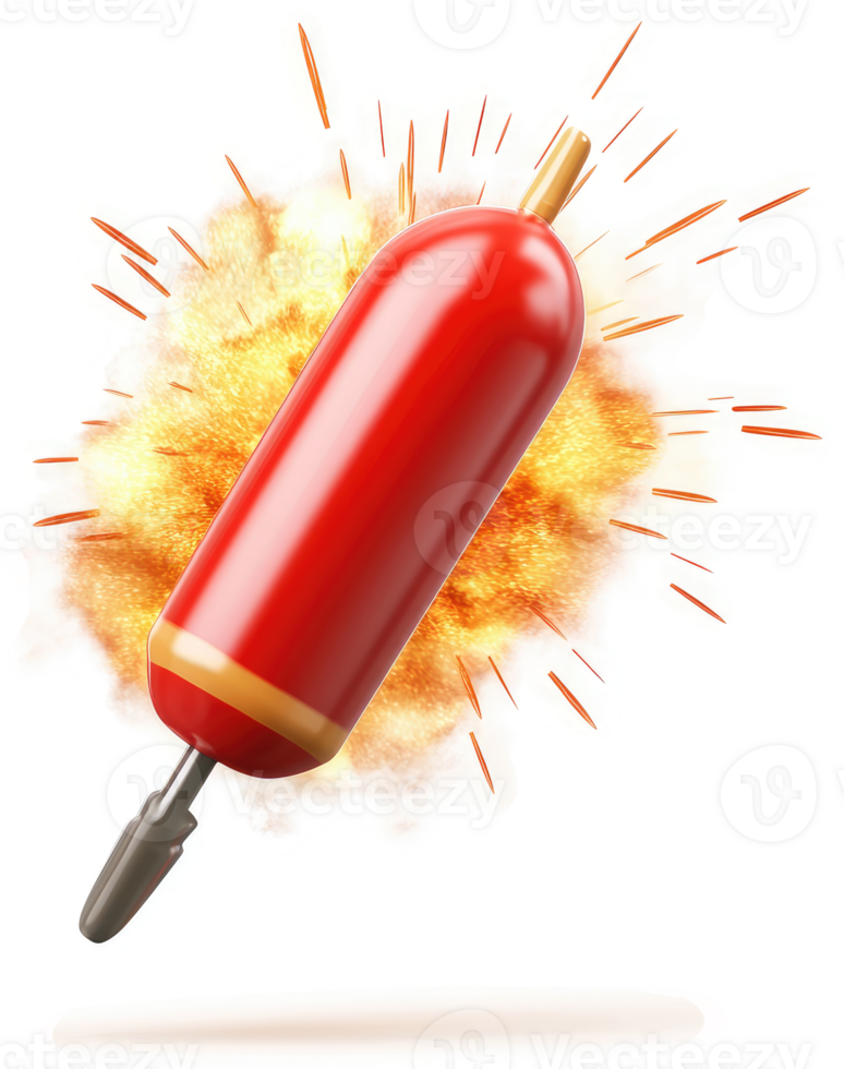Explosive fishing bobber in a vibrant red hue. png