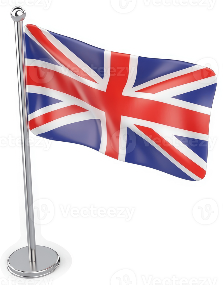 United Kingdom flag displayed on a metallic pole. png