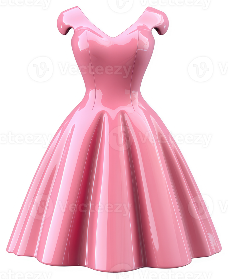 Pink, vintage-style, form-fitting dress. png
