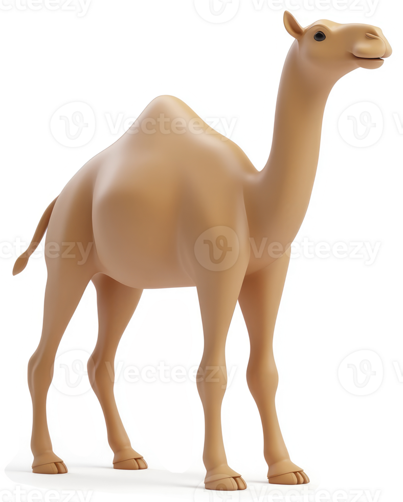 Beige camel stands in profile view. png