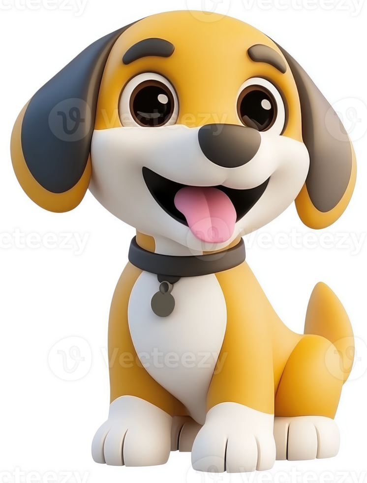 Playful cartoon canine with cheerful expression. png