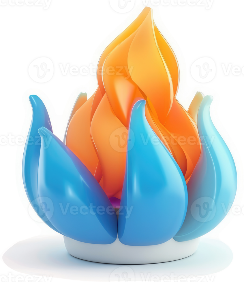 Fiery, vibrant flames erupting from a stylized flower-like base. png