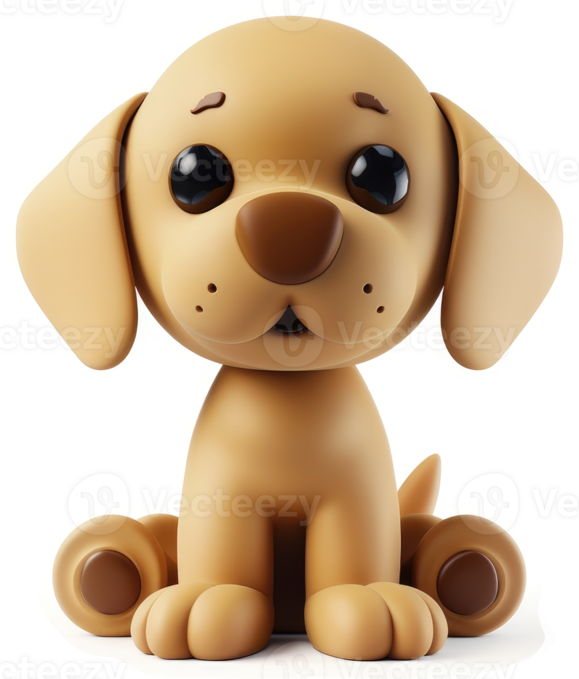 Adorable cartoon golden retriever, sitting in profile view. png