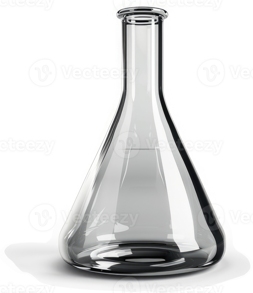 Empty glass beaker for scientific experimentation. png