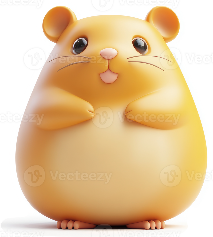 Cartoon hamster with expressive eyes and a happy pose. png