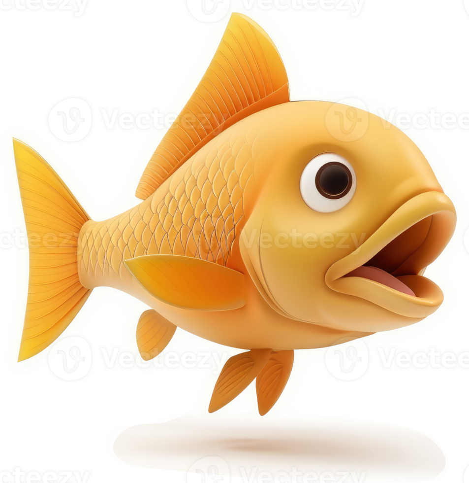 Animated golden fish with an open mouth. png