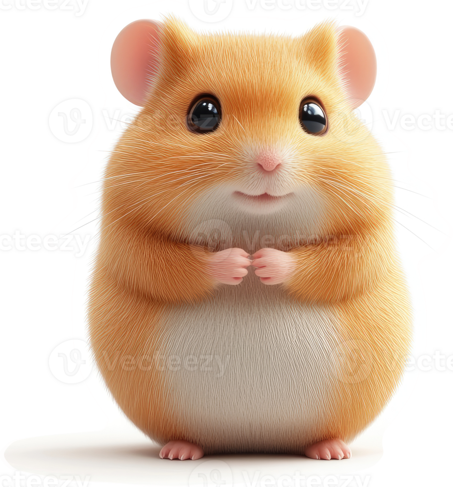 Cute cartoon hamster, presented in a digital illustration. png