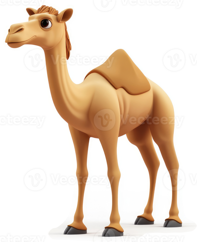 Cartoon camel character, standing in profile view. png