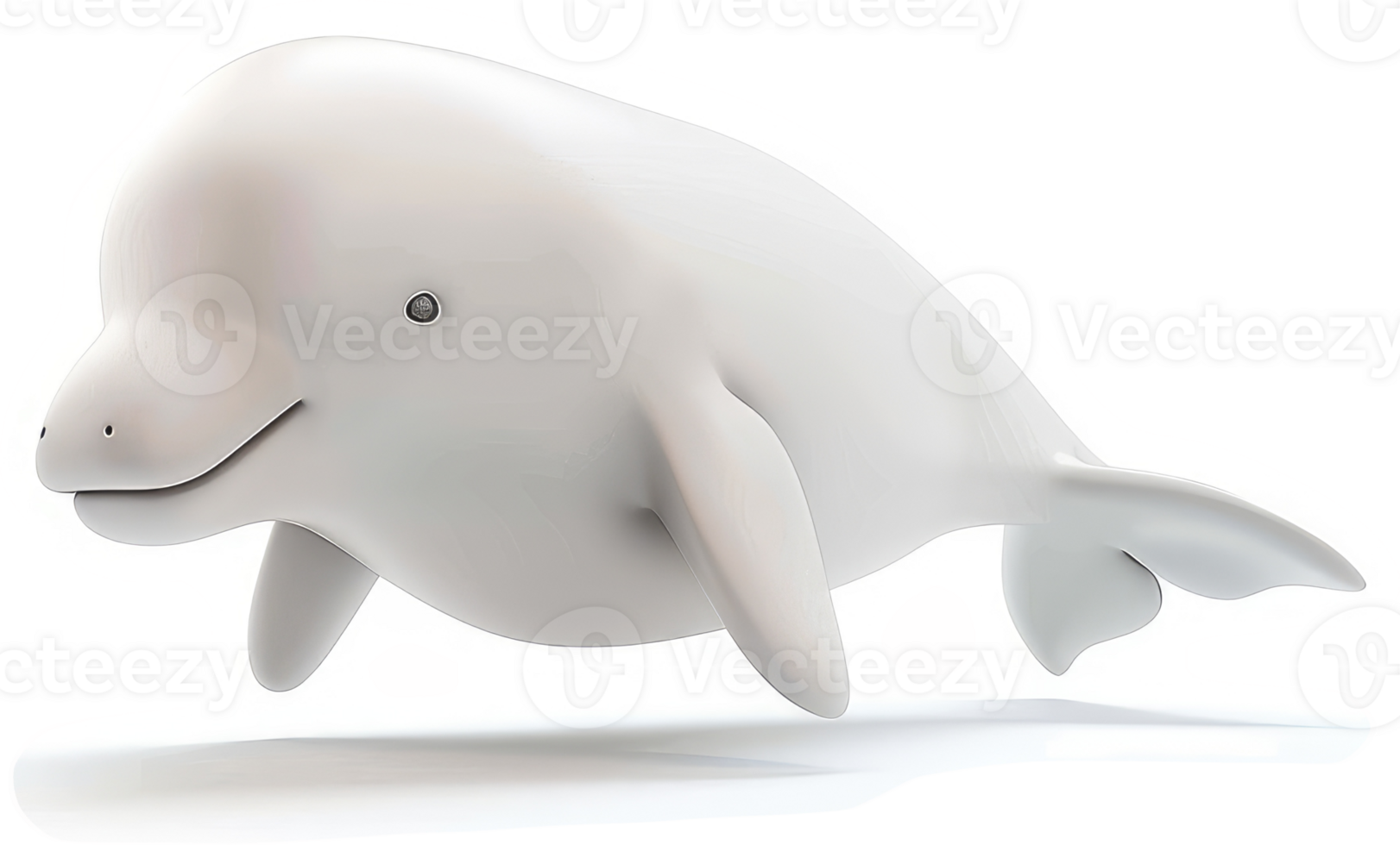 White whale in a dynamic swimming pose. png