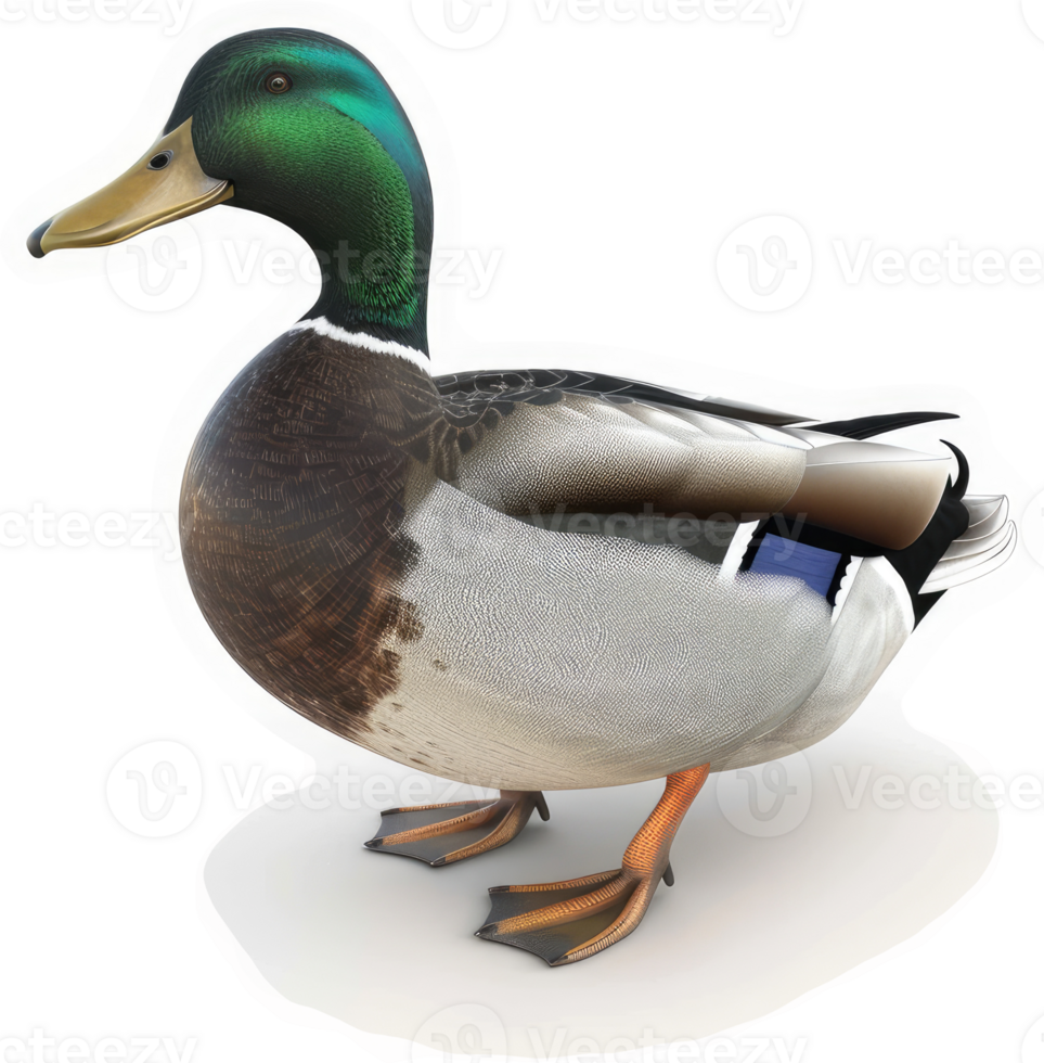 Side view of a male mallard duck. png