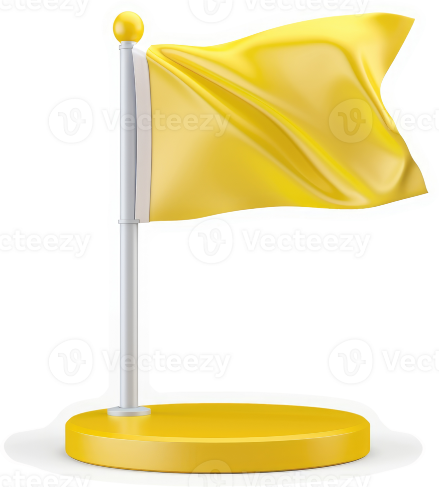 Bright yellow flag on a small, stylized flagpole. png