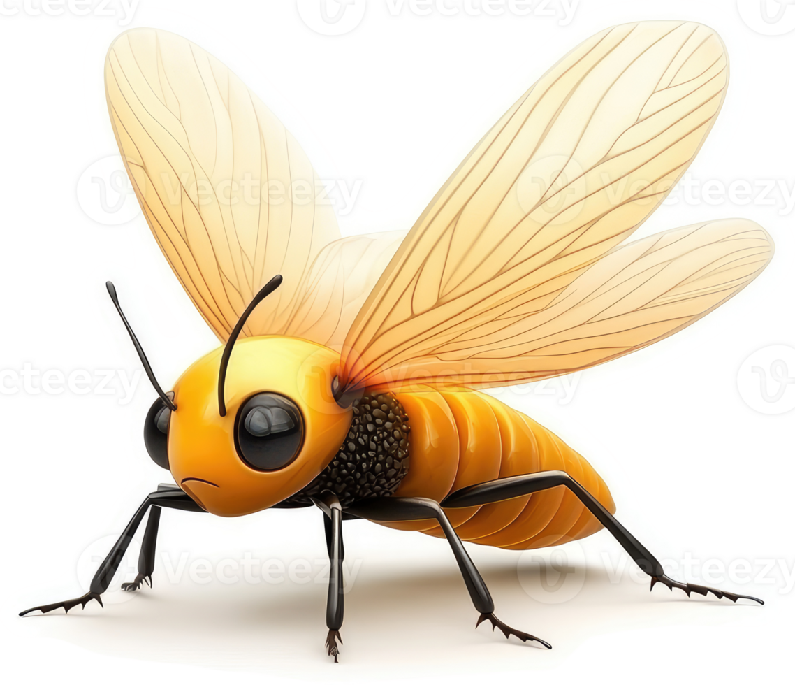 Rendered illustration of a stylized honeybee. png