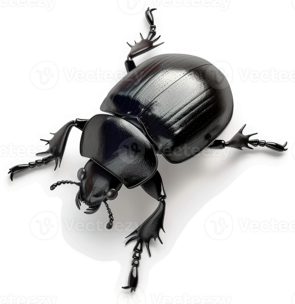 Shiny black beetle with intricate detail. png