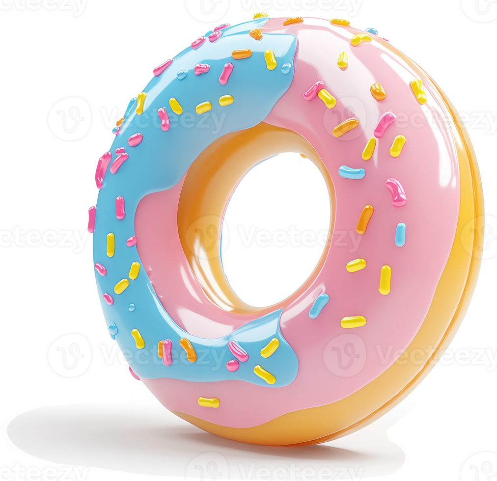 Vibrant glazed donut with colorful sprinkles. png