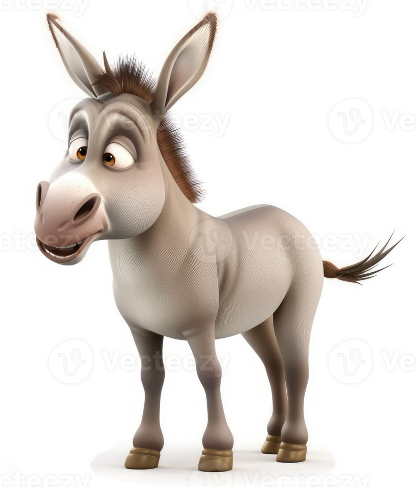 Cartoon donkey character with expressive face. png