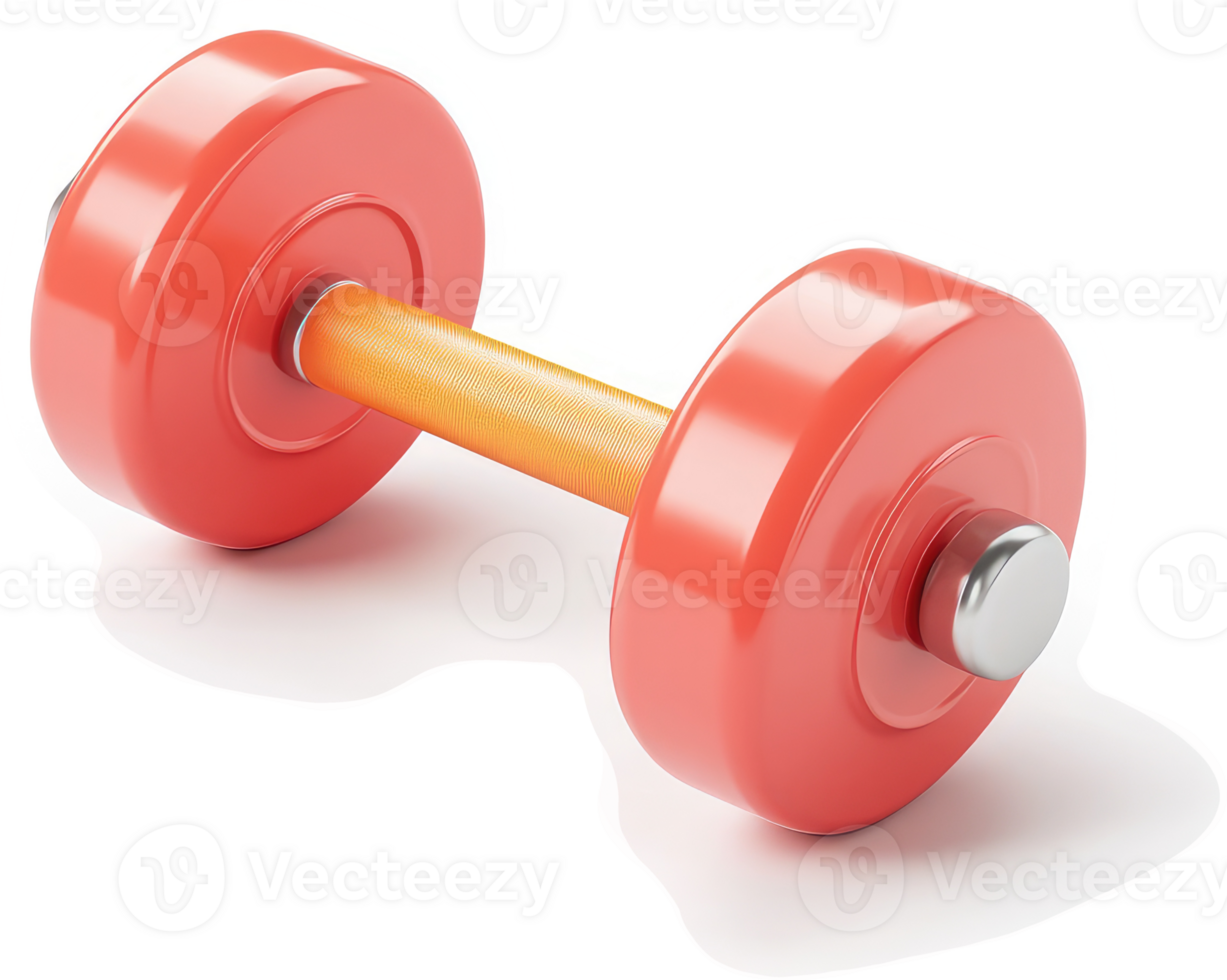 Red and orange dumbbell, isolated on white background. png